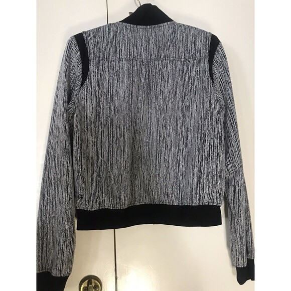 $110 MANDUKA Bomber Jacket Gray Dunes Jacquard Stretch Designer Coat Size M - Picture 6 of 8